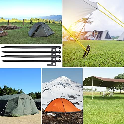 Forged Steel Tent Stakes, 8/16pcs, Heavy Duty ,10in and 12in Camping Hammer Set + Storage Pouch, Available in Rocky Place Dessert Snowfield and Grassland