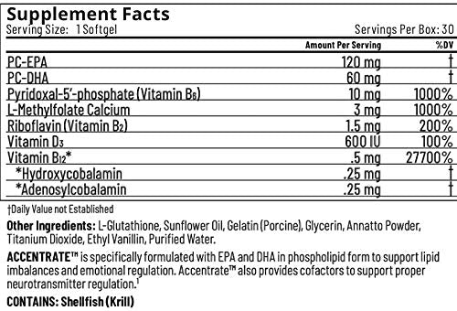 Brain Supplement for Natural Focus & Attention | for Kids | Active B Vitamin & Omega-3 Combo | Vitamin B Complex w/Omega 3 Fatty Acids EPA & DHA | Omega-3s in Small Pill | L-MTHF, B12, P5P, VIT D