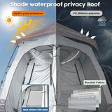 Camping Shower Tent Deluxe Changing Room Easy Set Up Privacy Shelter,Large Toilet Tent 2 Rooms with Floor Drain Design for Beach, Camping,Hiking with Stakes and Ropes for Stability