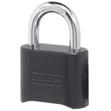 Master Lock Black Combination Padlock, Set Your Own Combo Lock, Weather Resistant Indoor and Outdoor Padlock with Code for Gym Locker, Gate, Shed, 178D