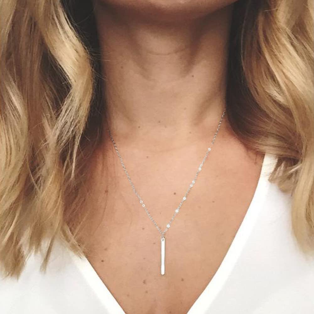 Turandoss 14K White Gold Plated Silver Layered Necklace for Women Jewelry