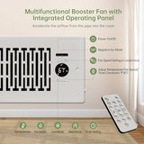 Register Booster Fan Fits 4” x 10” Register Holes, Smart Control Heating Cooling AC Vent Fan, 10-Speed Quiet Register Vent Booster Fans with Thermostat Control & Remote Control
