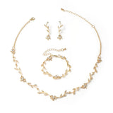 Hapibuy Crystal Necklace Earrings Bracelet Bridal Wedding Jewelry Set Rhinestone Choker Necklace For Women Brides Gold Color