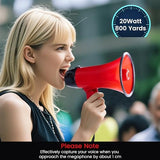 MyMealivos Portable Megaphone Bullhorn 20 Watt Power Megaphone Speaker Voice and Siren/Alarm Modes with Volume Control and Strap (Red)