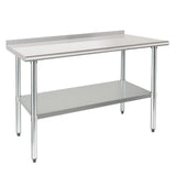 HARDURA Stainless Steel Table Prep & Work Table 24 x 48 Inches NSF Heavy Duty Commercial with Undershelf and Backsplash for Restaurant Kitchen Home and Hotel