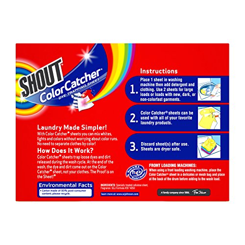 Shout Color Catchers for Laundry, Allow Mixed Washes, Prevents Color Runs and Maintains Original Clothing, 72 Count - Pack of 2 (144 Total Sheets)
