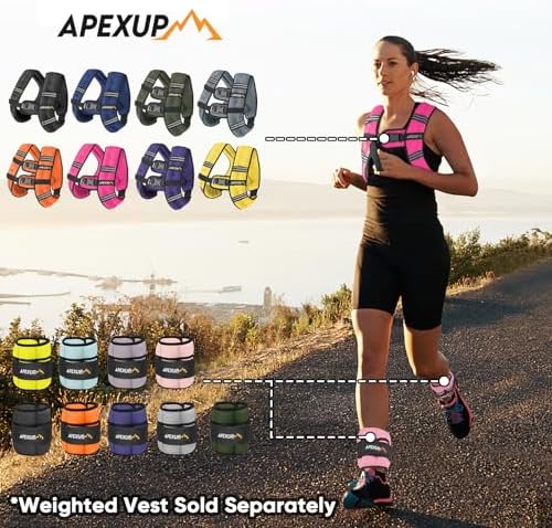 APEXUP 10lbs/Pair Adjustable Ankle Weights for Women and Men, Modularized Leg Weight Straps for Yoga, Walking, Running, Aerobics, Gym