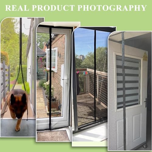 Magnetic Screen Door Closure Fit Door Size 34 x 82 Inch, BSHANO Mesh Door Curtain Screen Size 36" x 83" - 36 Stronger Magnets,Heavy Duty,Hands Free Mesh Partition Keeps Bugs Out- Pet and Kid Friendly
