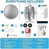 SparkPod Luxury Filtered Shower Head Set 23 Stage Shower Filter - Reduces Chlorine and Heavy Metals - High Pressure Showerhead Filter (8" Round, Luxury Polished Chrome)