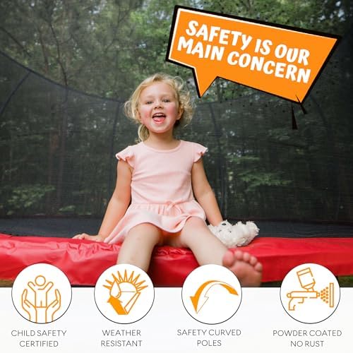 JUMPZYLLA Trampoline Outdoor 8FT 10FT 12FT 14FT 15FT 16FT with Enclosure and Ladder, ASTM Approved Recreational Trampoline for Kids and Adults, Anti-Rust Coated Frame