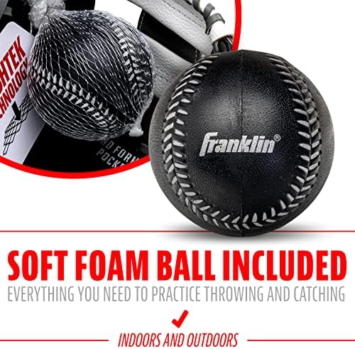 Franklin Sports Kids Baseball Glove + Ball Sets - Meshtek Youth Teeball Gloves for Kids + Toddlers - Left + Right Hand Throw Mitts + Glove Sets with Foam Balls - Boys + Girls Gloves - 9.5" Inch