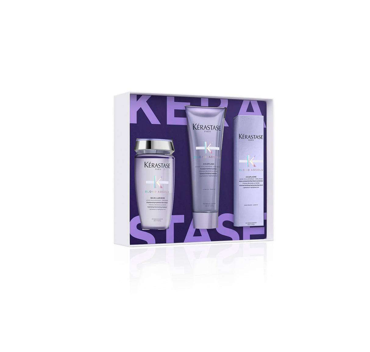 Kérastase Blond Absolu Hydrating Shampoo, Strengthening Conditioner & Heat-Protecting Leave-In Treatment Set For Bleached, Highlighted and Damaged Hair - Nourishes and Illuminates With Hyaluronic Acid