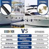 Dock Lines & Ropes Boat Accessories - 3/8" x 15' Double Braided Nylon Dock Lines with 12” Loop, Excellent 5800 lbs Breaking Strength Marine Rope for Kayak Pontoon Boats up to 30ft, Boating Gifts