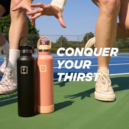 IRON °FLASK Camping & Hiking Hydration Canteens - Narrow Straw Lid & Boot - Leak Proof Vacuum Insulated Stainless Steel - Hot & Cold Double Walled Sports Water Bottle - Desert Oasis, 24 Oz