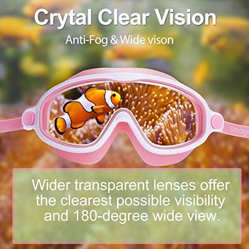 Seago Swim Goggles 2 Pack Anti-Fog Anti-UV Wide View Swimming Goggles for Kids 3-15