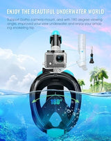 Greatever G2 Full Face Snorkel Mask with Latest Dry Top System,Foldable 180 Degree Panoramic View Snorkeling Mask with Camera Mount,Safe Breathing,Anti-Leak&Anti-Fog