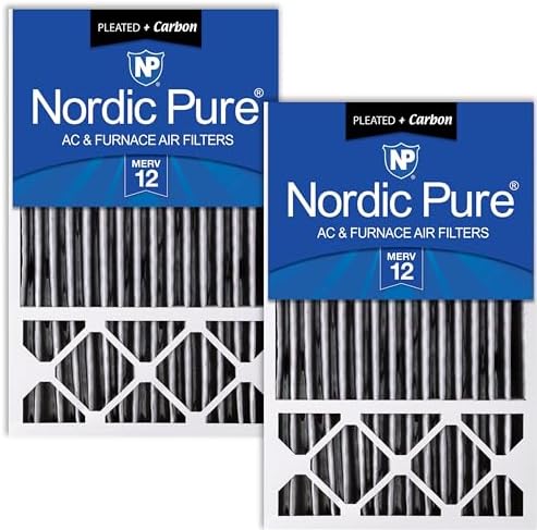 Nordic Pure 16x25x5 (15_3/4 x 24_3/4 x 4_3/8) Honeywell Replacement Air Filters MERV 12 Plus Carbon 2 Pack