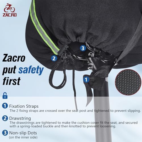 Zacro Bike Seat Cushion - Gel Padded Bike Seat Cover for Men Women Comfort, Extra Soft Exercise Bicycle Seat Compatible with Peloton, Outdoor & Indoor Bike Saddles