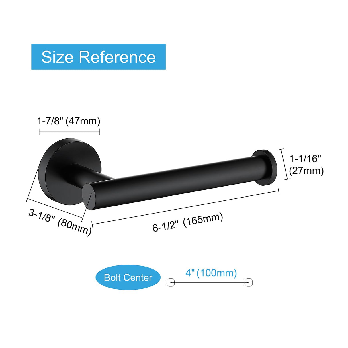TASTOS Toilet Paper Holder SUS304 Stainless Steel Round Size Matte Black 2 Pack
