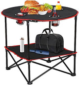 ZENY Portable Folding Picnic Table Outdoor Camping Table with 4 Cup Holders and Carrying Bag Collapsible Portable Tables Folding for BBQ Outdoor Fishing