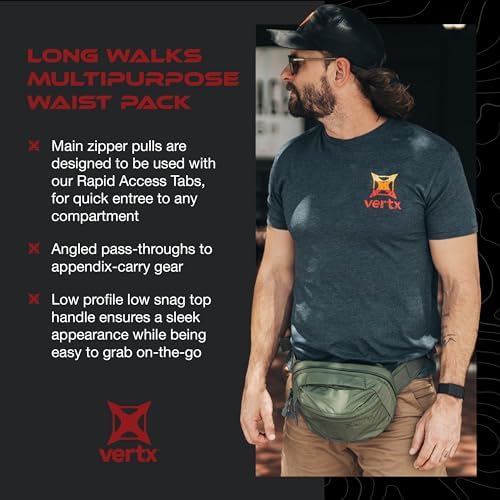 Vertx Long Walks MP 2L Tactical Waist Fanny Pack Concealed Carry Gear Bag for Travel, CCW, EDC, Work, Hiking, Outdoor