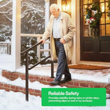 VIVOSUN Outdoor Handrail, 3 Step Stair Handrail, 40" x 36" Fits 1 to 3 Steps, Wrought Mattle Iron Handrail for Concrete Steps, Porch Steps, One-Step Assembly, Black