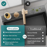 Diatomite Kitchen Sink Faucet Splash Guard – 24 Inch DryingNeat Stone Sink Tray, Mordern Faucet Handle Drip Catcher Stone, Absorbent Mat for Kitchen Counter [Dark Grey, 23.6"x 3.9"]