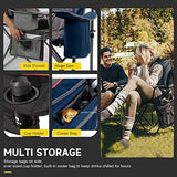 FAIR WIND Oversized Fully Padded Camping Chair with Lumbar Support, Heavy Duty Quad Fold Arm Chair with Cooler Bag - Support 450 LBS，Blue