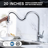 WEWE Sink Faucet, Pull Down Kitchen Faucet with Sprayer Low Lead Commercial Modern Stainless Steel rv Farmhouse Kitchen Faucet Single Handle 1 or 3 Hole Kitchen Sink Faucet, Polished Chrome