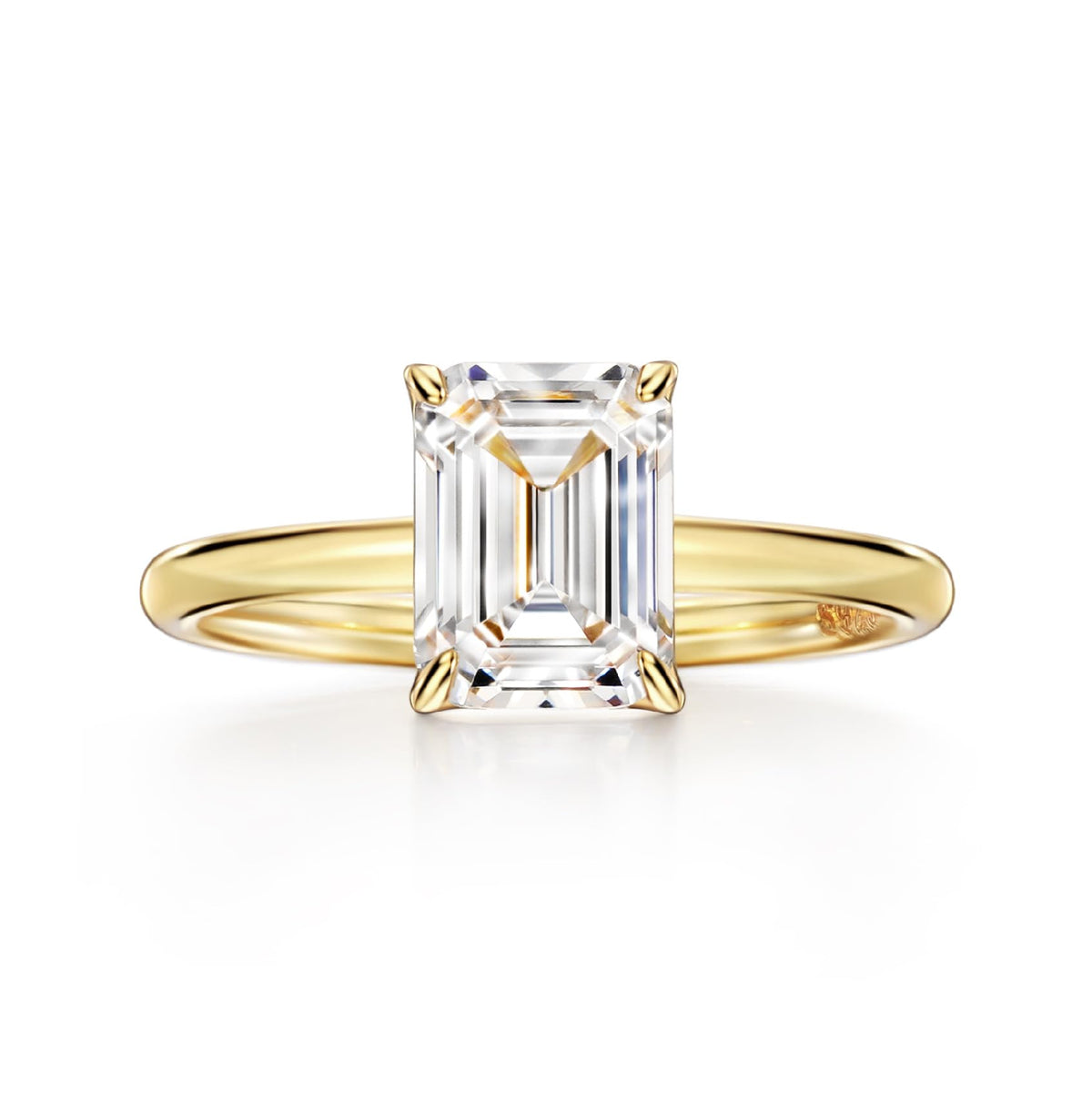 Michooyel 925 Sterling Silver 2ct Cubic Zirconia Engagement Ring for Women, Emerald Cut CZ Solitaire Promise Rings 18K Gold Plated Rings Size 5
