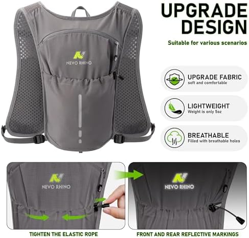 N NEVO RHINO Running Vest, Lightweight Hydration Vest, Insulated Water Backpack with 1.5L Water Bladder for Hiking, Trail, Running,Marathons,Cycling