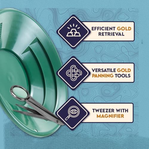 SE Gold Panning Kit - Complete Prospecting Set with Pans, Sieves, and More - Ideal for Beginners, Enthusiasts, Hobbists (GP5-KIT107)