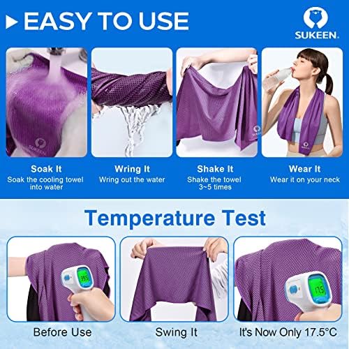 Sukeen 4 Pack Cooling Towel (40"x12"), Ice Towel, Soft Breathable Chilly Microfiber Towel for Yoga, Sport, Running, Gym, Workout, Camping, Fitness, More Activities