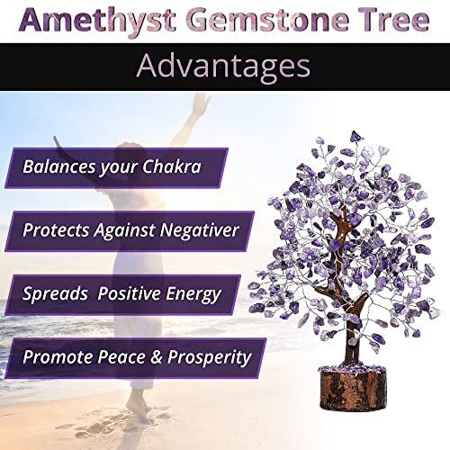 ANAYA AGATE Amethyst Crystal Tree of Life - Handmade Healing Bonsai Purple Tree for Home and Office Decor, Positive Energy and Good Luck, Ideal for Christmas Decor and Birthday Gifts for Women, Men