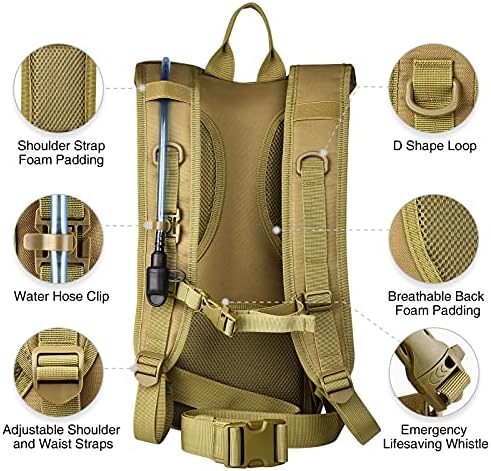 NOOLA Hydration Backpack with 3L TPU Water Bladder, Tactical Molle Water Backpack for Men Women, Hydration Pack for Hiking, Biking, Running and Climbing