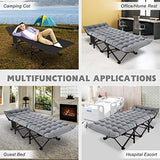 ABORON Folding Camping Cot W/Mat for Adults, Heavy Duty Outdoor Bed with Carry Bag,1200 D Layer Oxford Travel Camp Cots