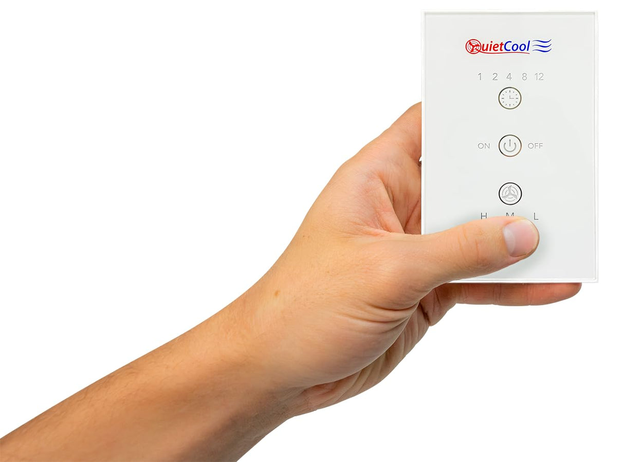 QuietCool Whole House Fan Wireless Switch - No Hard Wiring Required - Three Speed Capable - 1/2/4/8/12 Hour Countdown Timer - up to 100ft Range - Batteries Included (IT-RFGLSSWITCH-01)