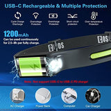 COSOOS Original 2 Rechargeable Headlamps, Bright LED Headlamp Flashlight 1000 Lumen, 230 ° Wide Beam & Spot Light, Motion Sensor, 2.4 oz Head Lamp with Clips for Hardhat, Camping, Hiking