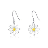 SLUYNZ 925 Sterling Silver White Flower Dangle Earrings for Women Teen Girls Daisy Flower Drop Earrings Summer Spring (A-SILVER)