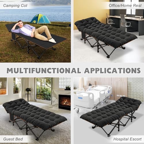 ABORON 2Pack Oversized XXL Folding Camping Cot W/Mat for Adults, 78" L x 32" W x 18" H,Heavy Duty Outdoor Bed with Carry Bag,1200 D Layer Oxford Travel Camp Cots