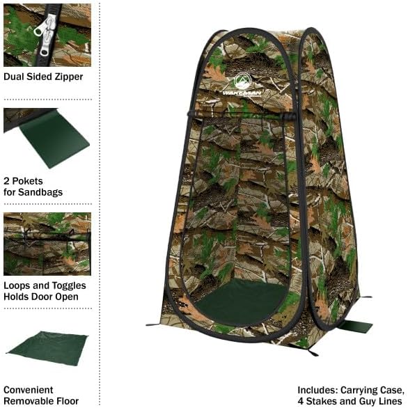 Pop Up Pod - Privacy Shower Tent, Dressing Room, or Portable Toilet Stall with Carry Bag for Camping, Beach, or Tailgate by Wakeman Outdoors