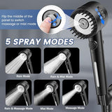 Filtered Shower Head with Handheld, High Pressure 5-Spray Shower Head with Filters for Hard Water, ON/OFF Switch Showerhead for Pets Bath, Shower Heads Filter - Remove Chlorine, Reduce Dry Itchy Skin