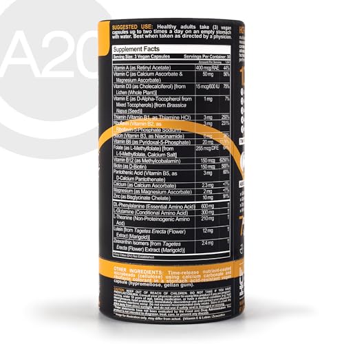 HCF A20 Microbead Brain Health Supplements for Adults for Memory, Focus, Calm, Mood, Alertness, Attention, Vision, Sleep, Immune System, 20 Premium Nootropic Nutrients Multivitamin & 7 Advances® Tech