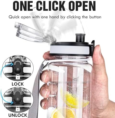 OLDLEY Water Bottle, 32oz Motivational Sports Water Bottle with Time Marker - Times to Drink - Tritan, BPA Free, Wide Mouth Leakproof,Capacity Clear