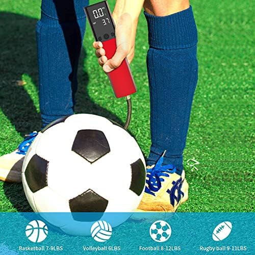 Pumteck Electric Ball Pump, Smart Air Pump Portable Fast Ball Inflation with Precise Pressure Gauge and Digital LCD Display for Football Basketball Volleyball Football (2 Pin and 1 Spout)