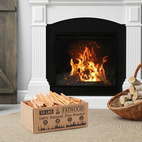 10 lbs Fatwood Fire Starter Sticks, 100% Natural Kindling Firewood Firestarter for Stoves, Pine Wood for Fireplaces, Campfires, Bonfires, Grill