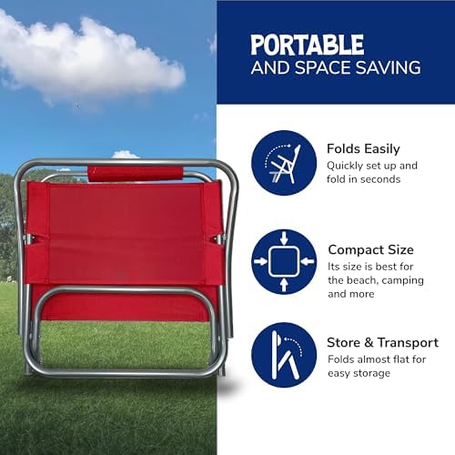 Cabana Beach Folding Beach Chair, 1 Position Lightweight and Portable Foldable Outdoor Camping Chair