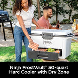 Ninja FB151WH FrostVault 50qt Hard Cooler with Dry Zone, Integrated Fridge-Temp Dry Storage Drawer, Premium Heavy-Duty Insulated Cooler, Keeps Ice for Days, Cloud White