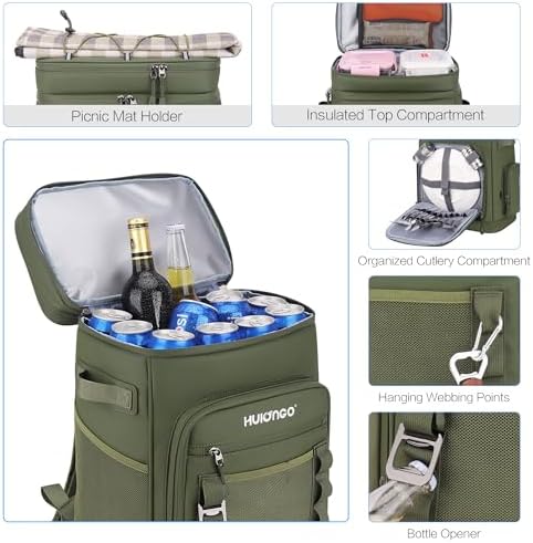 Large Waterproof Insulated Cooler Backpack for Men & Women, Leak Proof Cooler Backpack for Camping, Beach, Fishing, Picnic, Travel, Outdoor, 30L, 48Cans