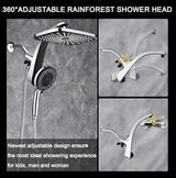 High Pressure Rain Shower Head: Upgrade Shower Heads with Handheld Spray Combo with Fixed Showerhead and 10 Sprays Handheld Shower Head, Detachable Shower head Built-in Magnetic Docking and Power Jets